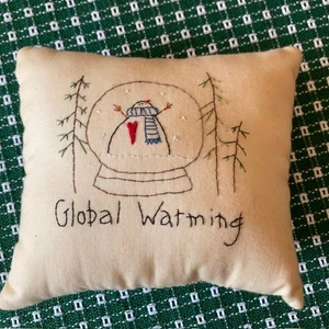 Snowman Global Warming Pillow Tuck Bowl Filler - Picture 1 of 2