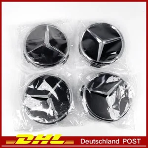Für Mercedes-Benz Silber-Schwarz 4x75mm Radnabenkappen Felgenkappen Nabendeckel - Bild 1 von 2