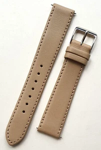 Junghans MAX BILL Ersatz Uhrenarmband Echt Leder beige 2-tlg. Unisex 20 mm NEU - Bild 1 von 2