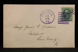 Pennsylvania: Franklin 1879 Cover, Nice Violet CDS & 7 Bar Cancel, Venango Co - Bild 1 von 2