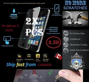 2X 2.5D 9H Premium Tempered Glass FOR iphone 5 5s 5C SE Screen Protector cover - Photo 1 sur 7