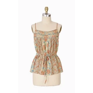Anthropologie RIC RAC Floral Ribbon Trimmed Tank Top Blouse Boho Festival Small - Picture 1 of 10