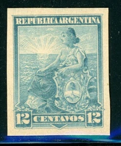 ARGENTINA PROOF Selections: Scott Type A66 Seated Liberty 12c Light Blue $$$ - Picture 1 of 1
