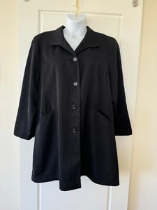 Valerie Stevens Rain Coat Womens Large Black Knee Length Trench - Picture 1 of 9
