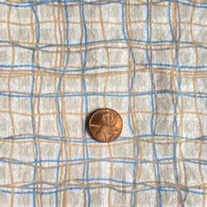 1 YD Beige Blue Check Fabric Quilting Cotton - Picture 1 of 5
