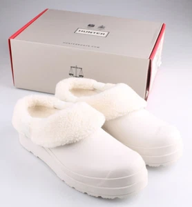Hunter “Play Sherpa Insulated Clog” Women’s (White Willow) Rubber Shoe's Size 9 - Picture 1 of 7