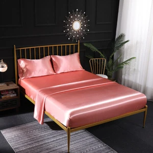 Satin Silk Bed Sheet Set Luxury Super Soft Deep Pocket Bed Sheets 3/4 Piece - Picture 1 of 21