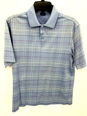 Camisa polo de golf Nike para hombre pequeña azul a cuadros manga corta informal Foto 1 de 4