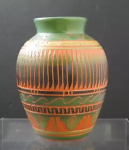 Vaso ceramica montagna acquaforte indiana nativi americani Cecelia Benally Navajo 6" W5 - Foto 1 di 12