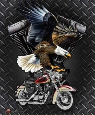CRUISING EAGLE MOTORCYCLE Soft Warm Luxury QUEEN Bed Bedroom Blanket 79" x 94" - Image 1 of 2