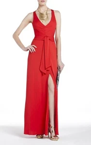 NEW BCBGMAXAZRIA SOPHIA PAPRIKA DRAPED JERSEY GOWN LMR6R197/AL168 SIZE L - Picture 1 of 2