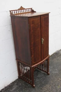 Late 1800s Victorian Inlay Carved Storage Bookcase Music Record Cabinet Bar 5637 - Picture 1 of 19