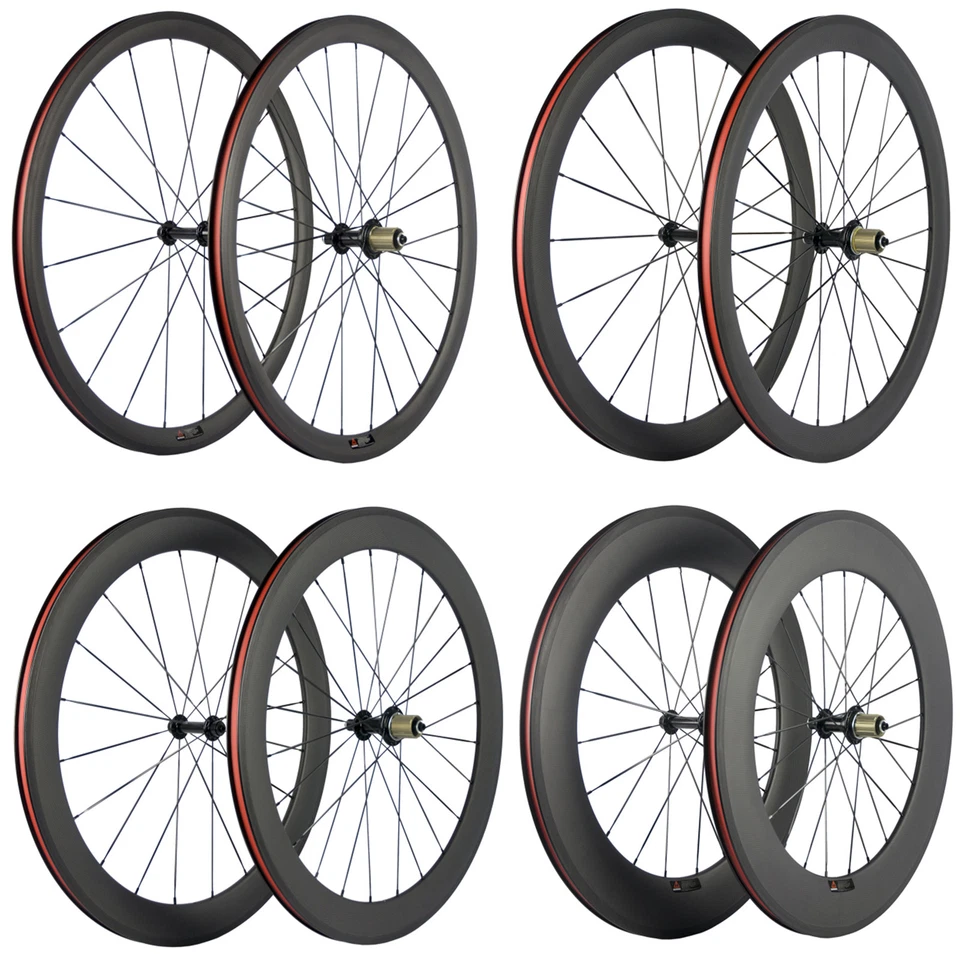 38/50/60mm T1000 Carbon Laufradsatz Rennrad Fahrrad Räder Clincher Wheel - Bild 1 von 4