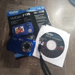 Vivitar Vivicam F126 14.1MP Compact Digital Camera Blue Parts Only Not Working - Picture 1 of 4