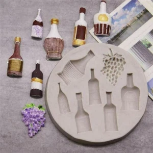 Sugarcraft Decor Mold Fondant Chocolate Mould Cake Topper Silicone Wine Bottle - Picture 1 of 10