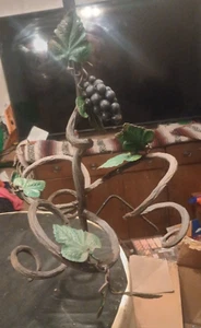 WROUGHT IRON GRAPE VINE WINE BOTTLE HOLDER CHANDELIER - Picture 1 of 7