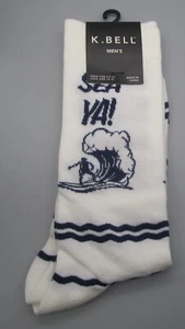 K. BELL~Sock 10-13~Men's Sand SEA YA! Surfer Surfing Casual Crew Socks - Picture 1 of 4