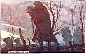 PRIMERA GUERRA MUNDIAL ARTISTA FIRMADO PAUL CHAMBRY - SOLDADOS - 1916 - Imagen 1 de 2