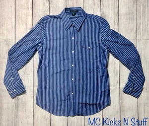 Lauren Ralph Lauren Button Down blau schwarz weiß gestreift Jungen Größe Large gebraucht - Bild 1 von 6