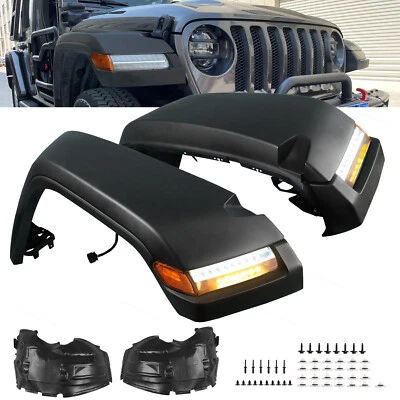 Fender Flares W/ Light & Inner For 2018-2023 2024 Jeep Wrangler JL JLU RUBICON Foto 1 de 4