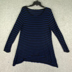 Cable & Gauge Top Womens S Small Black Striped Long Sleeve Assymetric Hem Tunic - Picture 1 of 14