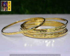 Set of 7 bangles, Solid Brass Bangles, Hammered Bracelets, Woman Bracelet - Picture 1 of 8