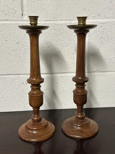 Stunning Pair Of Beautifully Turned Antique Candle Holders / Candlesticks - Picture 1 of 17