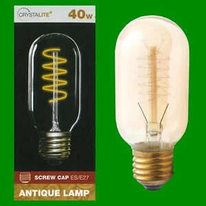 10x 40W Golden Antik Spirale Filament T45 Dimmbar Rohrförmig Es E27 Glühbirne - Bild 1 von 1