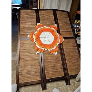 Lap Cover 30 In. Across hand Crocheted orange variegated white - Picture 1 of 7