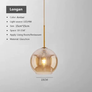 Nordic Glass Pendant Light Glass Hanging Lamp Dining Room Chandelier Living Room - Picture 1 of 18