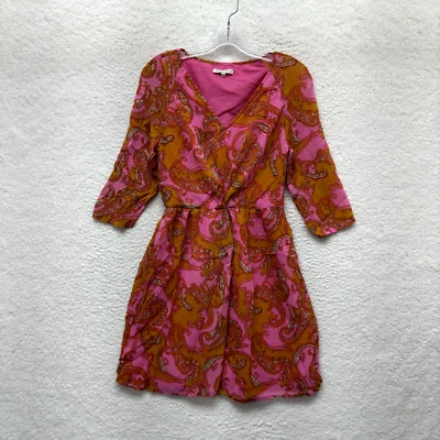 Vestido Madewell Broadway & Broome Seda 2 S Pequeño Rosa Paisley Forrado J. Tripulación Foto 1 de 4