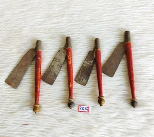 Vintage Handmade Painted Iron Straight Razor With Wooden Handle Set of 4 RZ86 - Picture 1 of 6