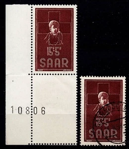 Saarland - MiNr.: 350, Rotes Kreuz, ** + gestempelt - Bild 1 von 2