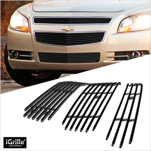 Fits 08-12 2012 Chevy Malibu Black Billet Grille Grill Combo Insert - Picture 1 of 7