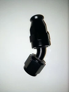 Black -8 an  45° Degree Swivel Fuel Oil Gas Line PTFE Hose End Fitting - Bild 1 von 1