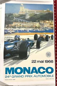 MONACO GRAND PRIX 1966 MICHAEL TURNER VINTAGE FRANZÖSISCHES AUTORENNEN POSTER - Bild 1 von 5