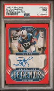 REGGIE WAYNE AUTO PSA 9 2022 Absolute Legends Sign. Red /50 POP 1 None Higher 🔥