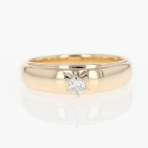 .09ct Diamond Solitaire Stepped Edge Engagement Ring 14k Yellow Gold Size 5.5 - Picture 1 of 6