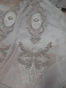 Tenda Tulle Tortora Ricamata Georgina Swarosky Elegante - Imagen 1 de 8