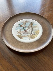 Vintage Woodbury Woodware handgedrechselter Käseteller Wildtiere Enten 9,5 Zoll Vintage - Bild 1 von 4