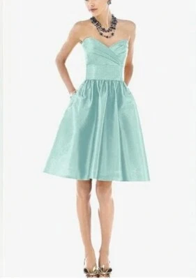 NUEVO CON ETIQUETAS ALFRED SUNG Kayleigh Mujeres Talla Grande 16 Costero Aqua Vestido de Vacaciones Sin Tirantes Foto 1 de 4