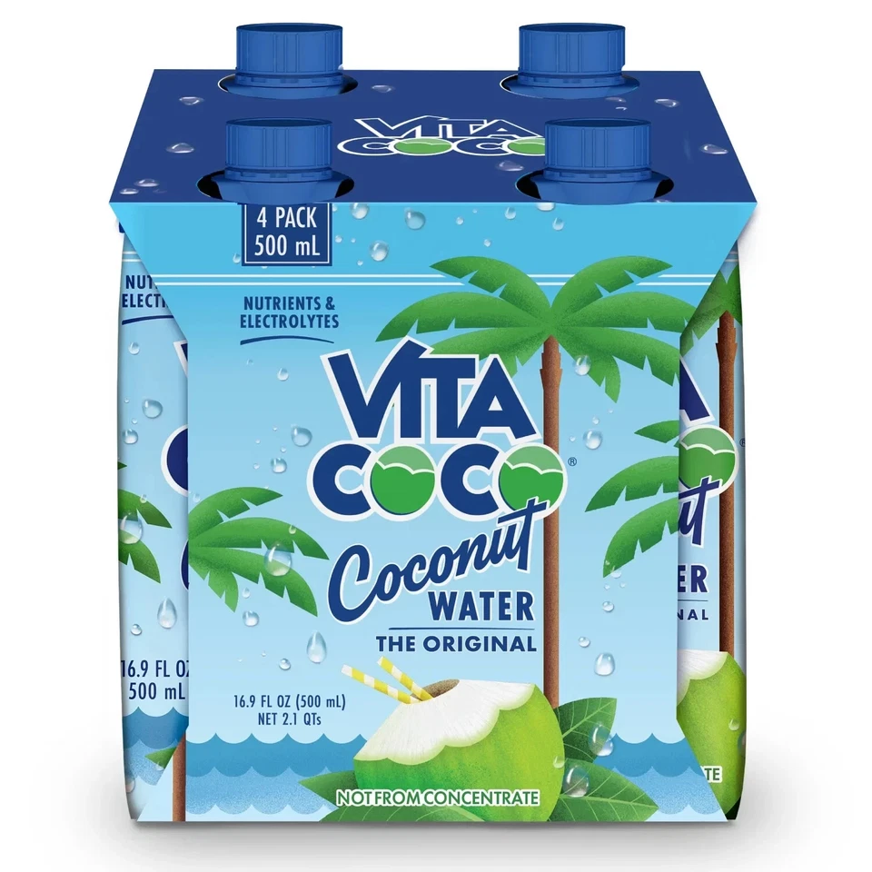 BRANDED Vita Coco Pure Coconut Water - 4 PK, 16.9 FL OZ Freeshipping.