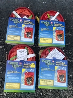 Lote de 4 - Maceta TOPSY TURVY al revés Hummingbird Hangout como se ve en TV Foto 1 de 4