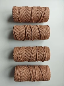 4x Baumwollseil 4 Strang Gedreht Geflochten Seil Kordel Rot Grau 100m/109 Yard 3mm Durchmesser - Bild 1 von 5