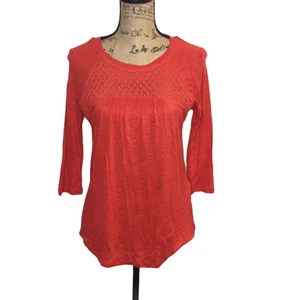 Lucky Brand Shirt Boho Tunika Small Damen Langarm Pullover Rundhals rot - Bild 1 von 5