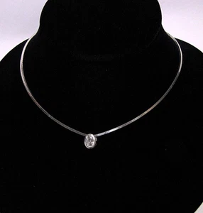 Slider Pendant Necklace Crystal Solitaire Vintage Sterling Silver 18" Chain - Picture 1 of 4