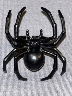 6 Black Spider Rings (adult size) or Cupcake Cake Toppers Halloween Party Decor - Image 1 of 4
