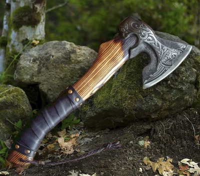 Valhalla Viking Throwing Axe – Hand-Forged Axe, Hatchet | Carbon Steel W/ Sheath - Image 1 of 4