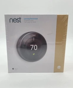 New Google Nest 3rd Gen Learning Thermostat T3016US Black - Picture 1 of 3