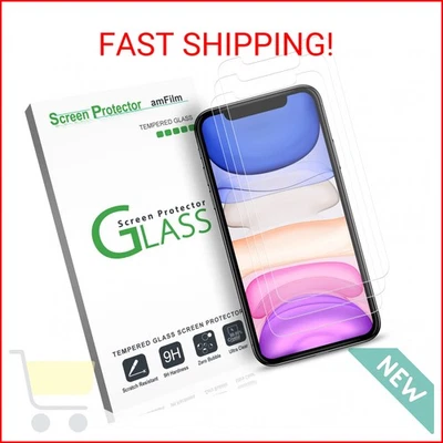amFilm Screen Protector Glass for iPhone XR, Apple iPhone XR display With Easy I - Image 1 of 2
